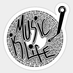 of music is life gramophone themed design Sticker